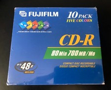 Fujifilm 10 Pack Five Colors CD-R 80Min 700Mb 48x Discs Cases
