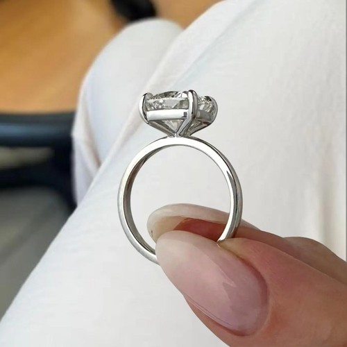 4.00.Ct Cushion Old White Moissanite Diamond Engagement Ring 925 Sterling Silver - Picture 5 of 6