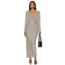 Minkpink Revolve Cece Twist Maxi Dress Geometric Cutout Long Sleeve Retro Mod S