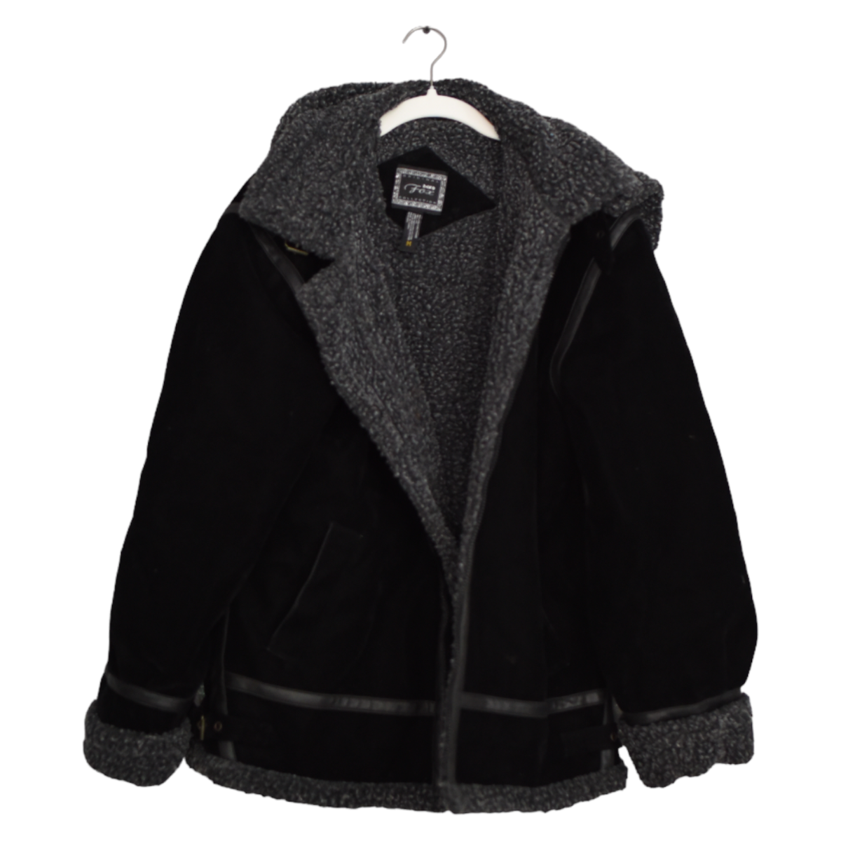 Bare Fox Jacket Womens Black Soft Fur V Neck Collared Long Sleeve