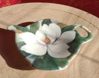 TeaPot Shaped Melamine Tea Bag Holder Magnolia White Flower Made In Italy     — photo 2