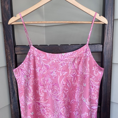 Cabernet Sleepwear Satin Floral Pink Dress Large Nightie Slip Night Dress Silky - Picture 3 of 11