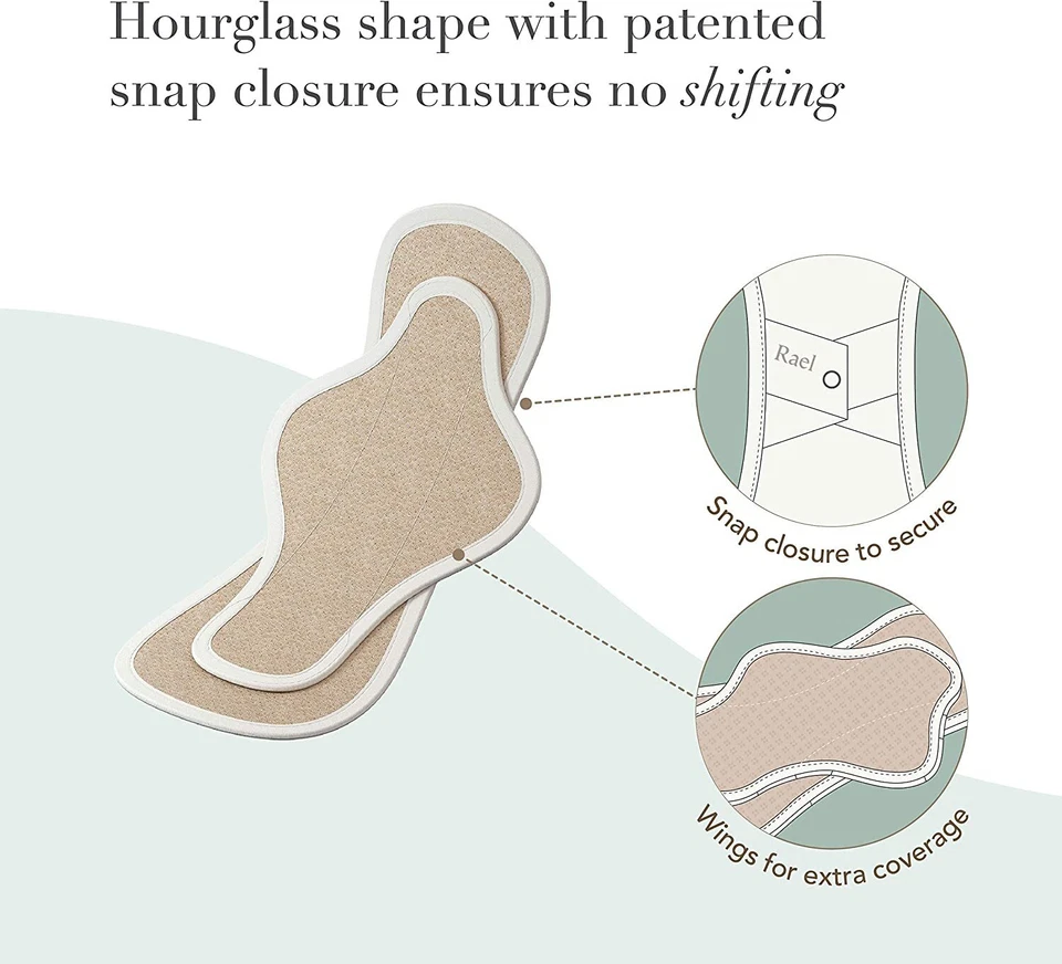 Rael Reusable Pads Menstrual, Organic Cotton Cover Pads (3 count) - Image 3 of 4