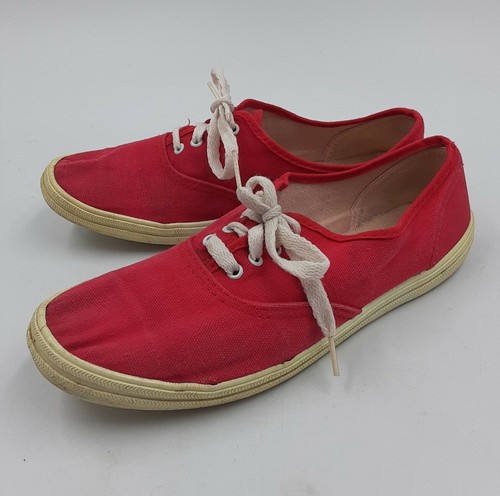 Retro Red Canvas Sneakers Deck Shoes 