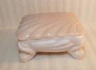 VTG Cambridge Art Deco Pink Glass Shell Cigarette / Trinket Box Lidded Dish #1