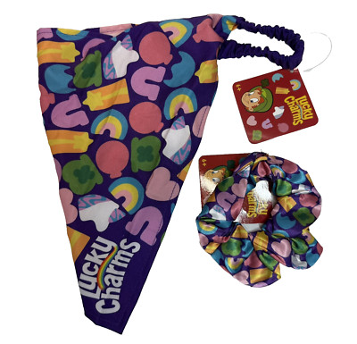 Lucky Charms Marshmallow St. Patrick's Day Girls Hair Bandana & Scrunchy Set NEW