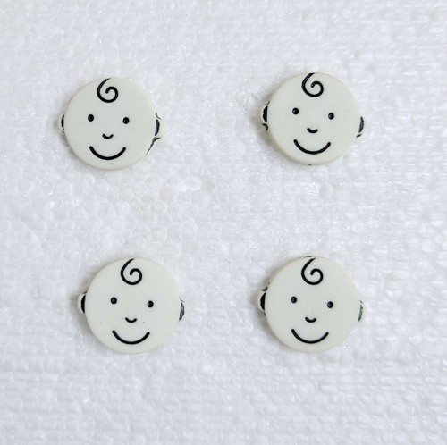 4 JHB Baby Face Buttons 15mm Shank Curly Top Novelty Bald Head Sewing Art Crafts - Picture 12 of 12