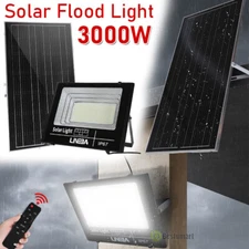 3000W LED Solar Street Flood Lights Outdoor Dusk to Dawn Wall Lamp Super Bright
