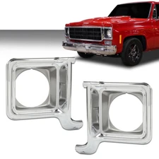 Fit For 1973-1978 Chevy GMC C/K Pickup Truck Silver Headlight Trim Bezel Pair