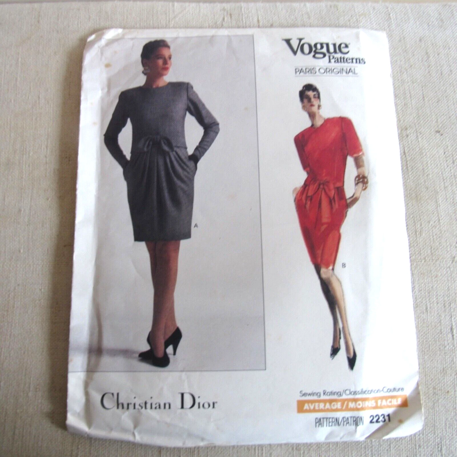 Modello da cucire vintage Vogue Paris originale Christian Dior # 2231 taglia 6 8 10 FF
