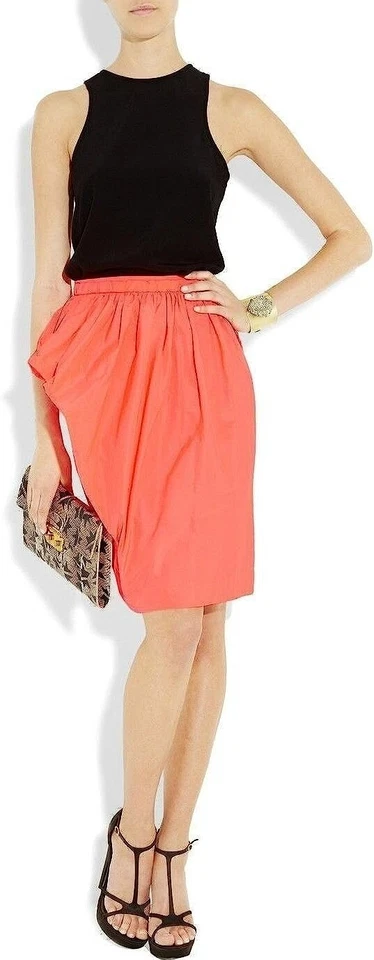 Marc by Marc Jacobs Ellsworth драпированный тафта карандаш юбка неоновый розовый лава 8 $278 - Изображение 3 из 4