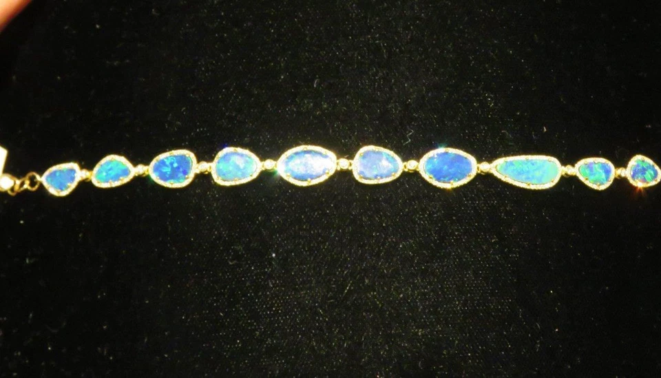 ¡50% LIQUIDACIÓN! NUEVO CON ETIQUETAS $19,600 MAGNÍFICO BRAZALETE MAGNÍFICO DIAMANTE ÓPALO NEGRO 18KT Foto 3 de 4