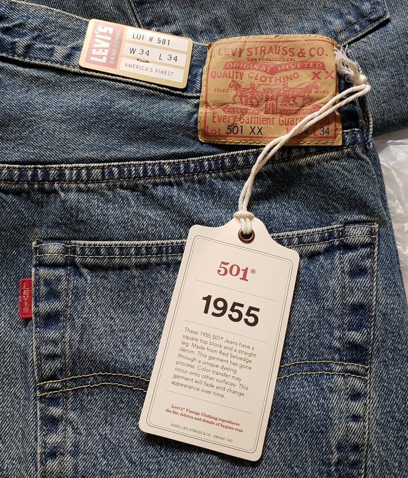 Levi's Vintage Clothing LVC 501 1955 Selvedge Denim Jeans BIG E 36x34 Rocket City
