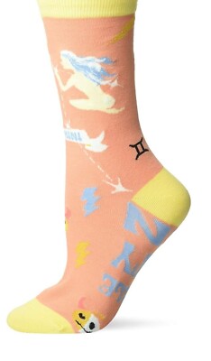 New K. Bell Women's Gemini Crew Socks 1 Pair Orange Women's Shoe Size 4-10