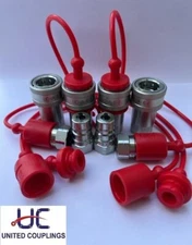 4 sets w/ dust caps, 3/8" NPT, ISO-7241-1-A Coupling Hydraulic Quick Disconnect