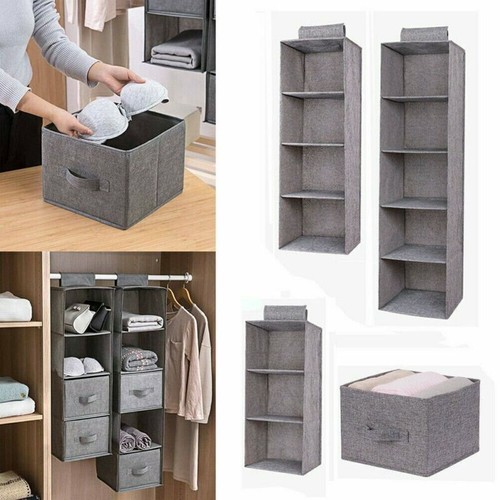 Wardrobe Hanging Storage Boxes DIY Clothes Shoes Hanger Organizer Shelf Rack AU - Picture 11 of 14