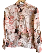 One Main Place Womens Size 9 Shirt Blouse Top Vintage Psychedelic Novelty Disco