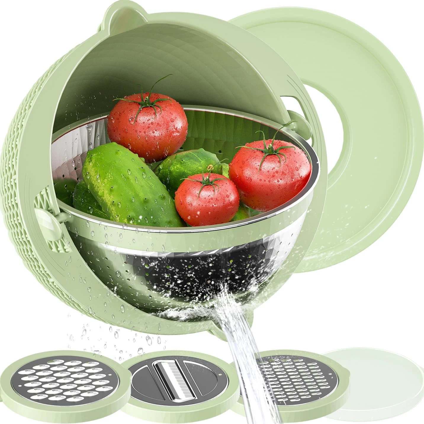 4-1 Colander with Bowl Set - Strainers for Kitchen, Food Strainers and Colanders