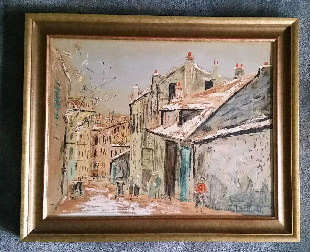 Maurice Utrillo V - Paris Snow Scene - Signed Framed Art