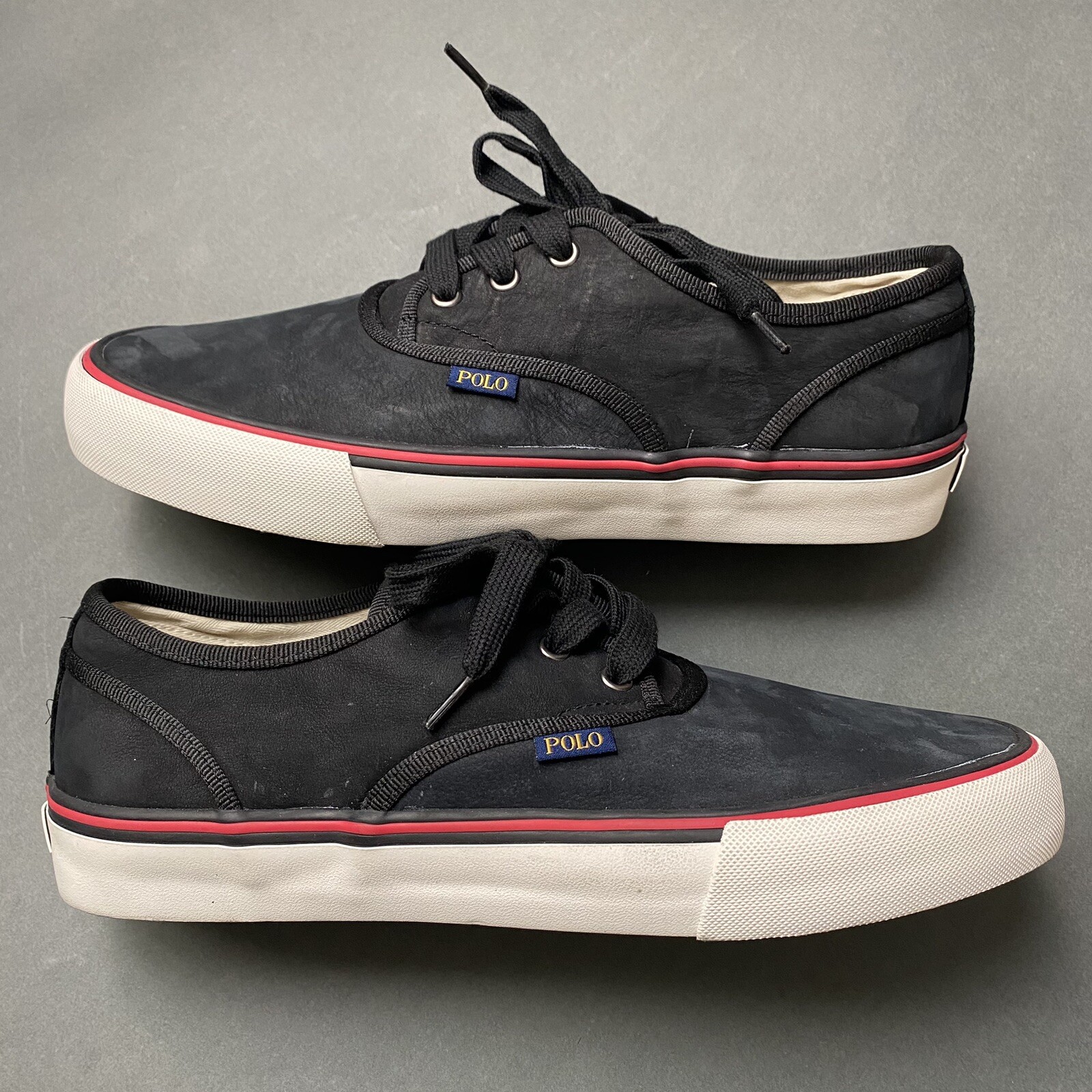 PONY Scarpe sneakers stringate Polo Ralph Lauren Morray nabuk nero seta taglia 9 5D