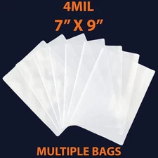 4Mil, 7" X 9" | LDPE Clear Flat Poly Bags, Flexible & Durable | Multiple Bags