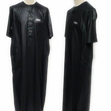 Moroccan Shiny Short Sleeve Black Thobe