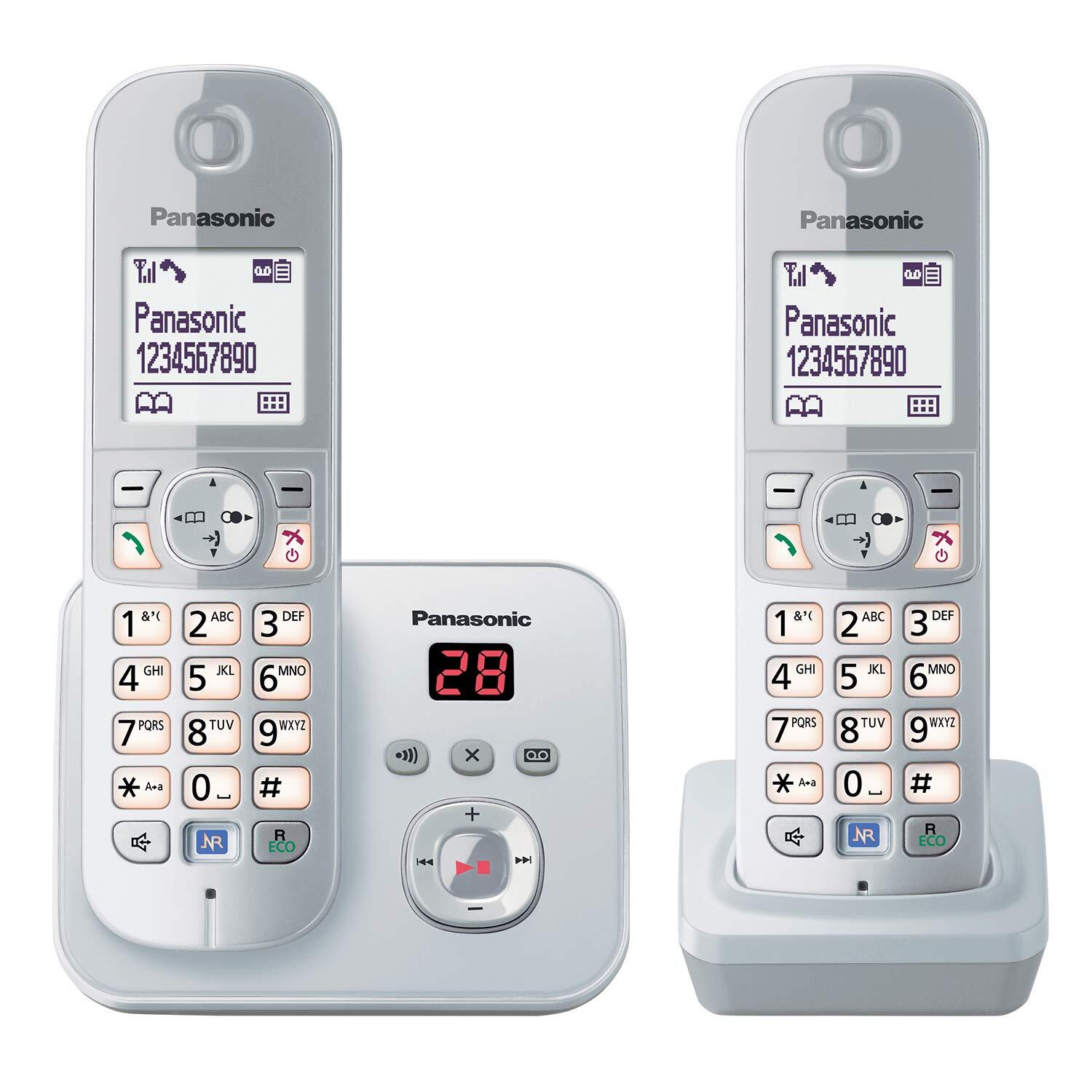 Panasonic KX-TG6822 Telefono Digitale Cordless, Argento [Germania]