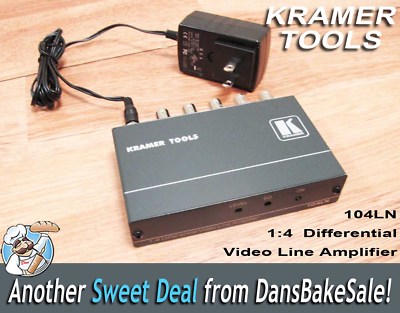 Kramer 104LN 1:4 Composite Video Differential Line Amplifier with Power Supply 