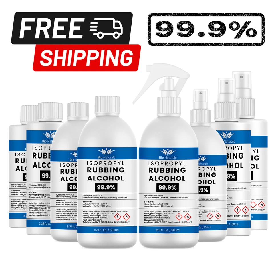 BIONATURALS Isopropyl Rubbing Alcohol 99.9% Lab/Grade Pharmaceutical/Isopropanol Antiseptics