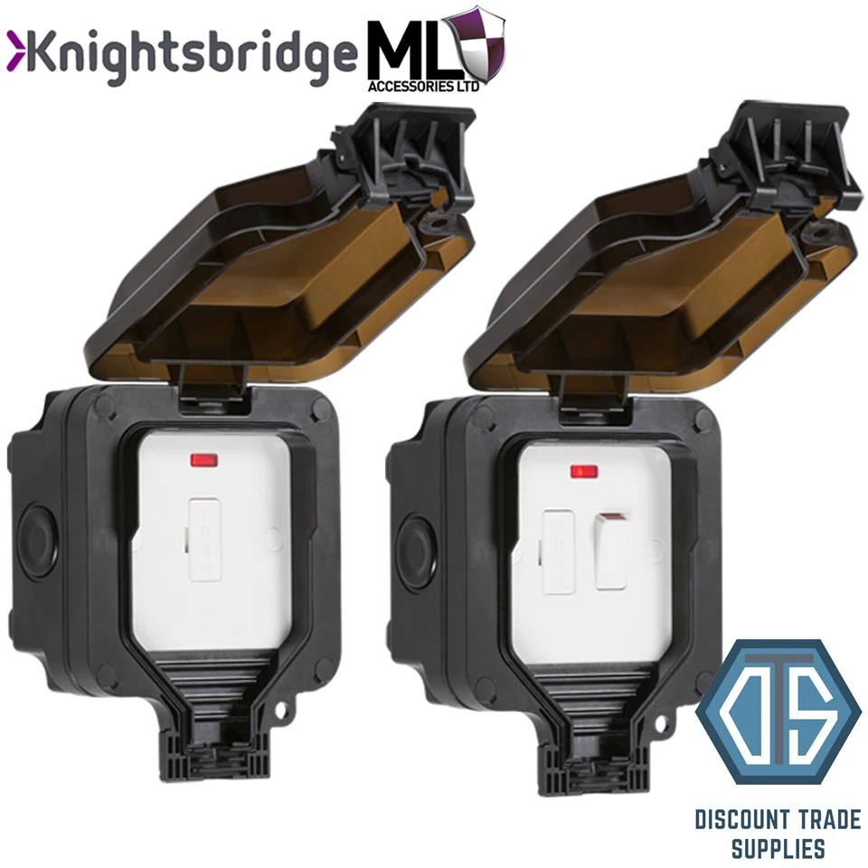 KNIGHTSBRIDGE ML Knightsbridge OP6N OP63N Outdoor IP66 Unswitched Switched Fused Spur Neon Black