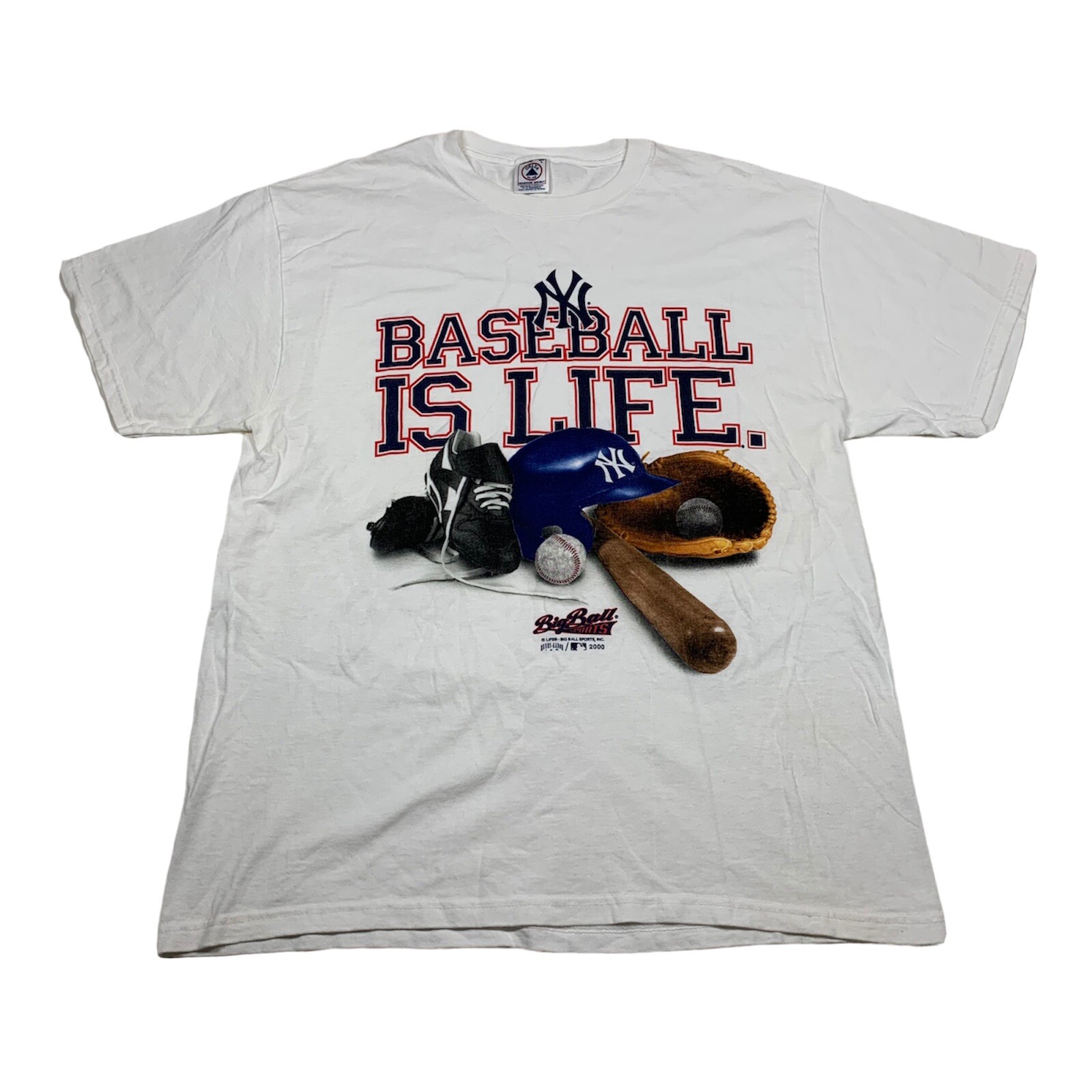 Vintage 2000 New York Yankees Baseball Is Life Shirt Size Large MLB Big Ball Sports