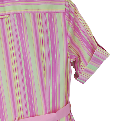 Lilly Pulitzer Cotton Stripe Shirt Dress Size 2 Pastel Ribbon Tie Waist  Compact