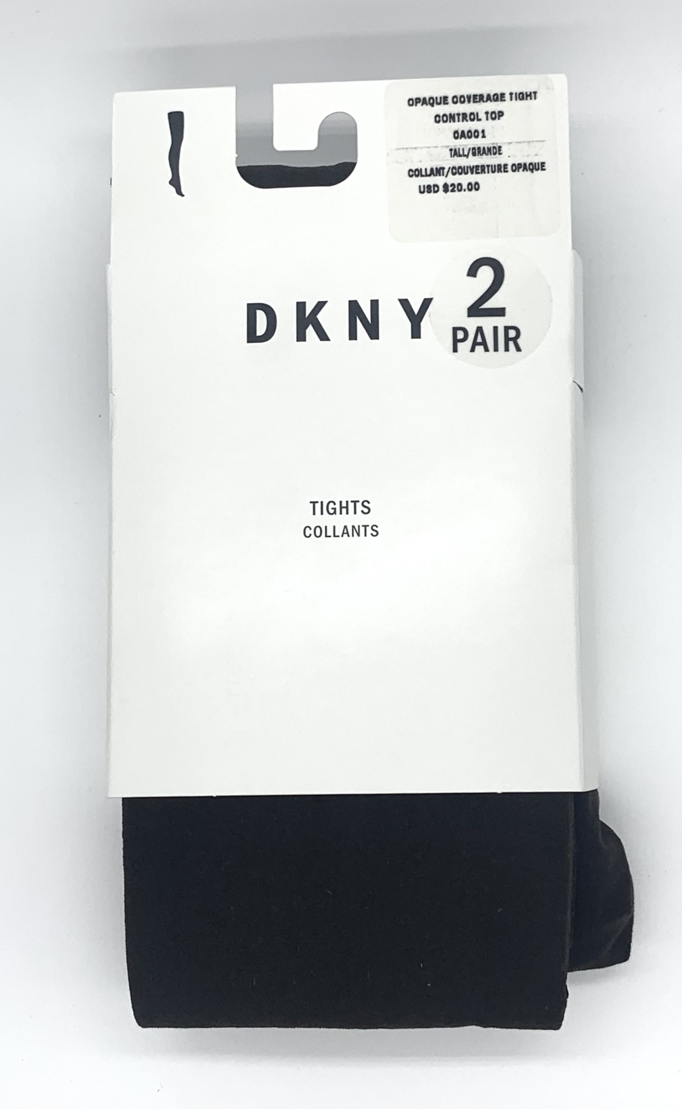 DKNY Opaque Control Top Tights 2-Pack - Tall Brown/Black Nylon/Spandex