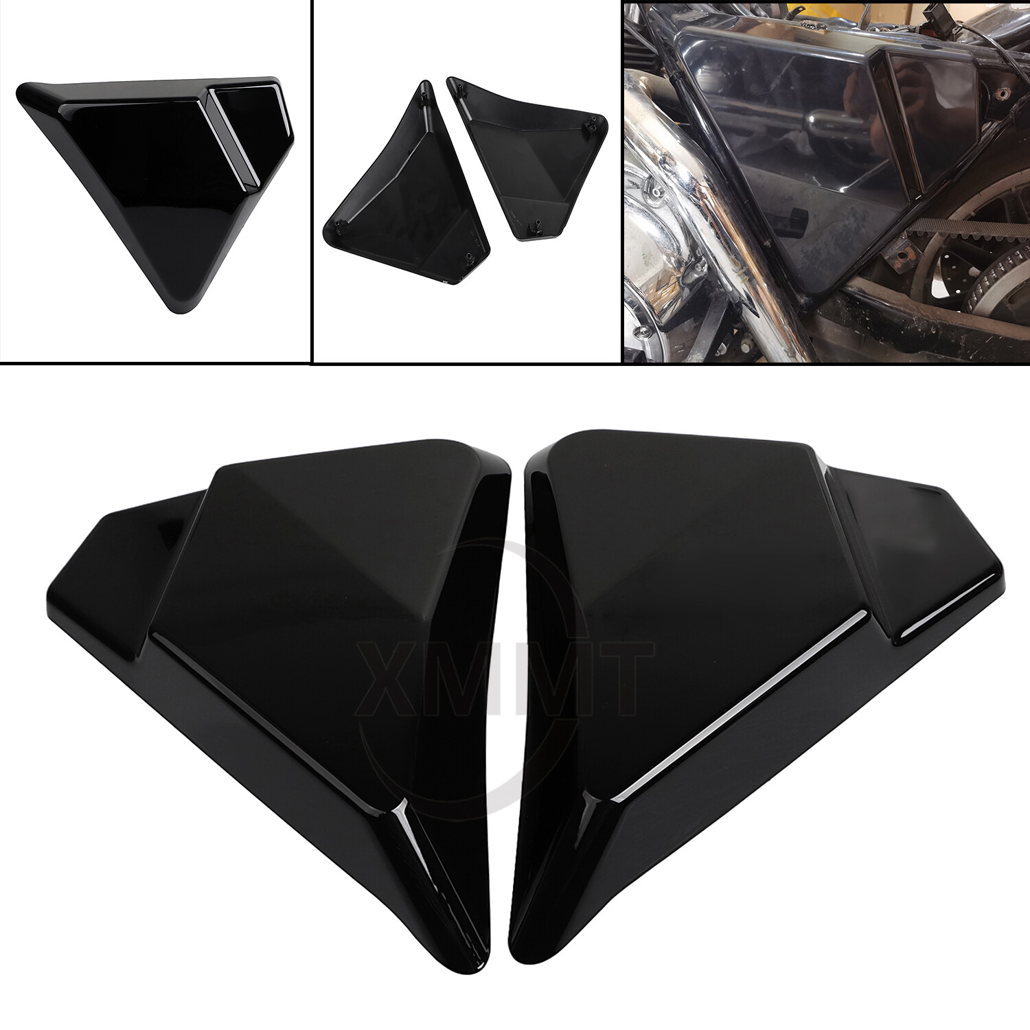 Side Covers Panel Black For Harley Touring Road King Street Electra Glide 97-07