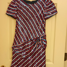 Marc Jacobs Striped Multicolor Sequin Girls Dress S Short Sleeve Zip Lined 10