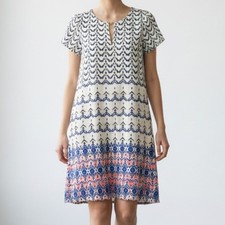 Jessica Simpson Short Sleeve Keyhole Geometric Print Shift Dress Size 8