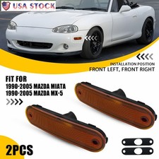 Front Bumper Side Marker Lights LH &RH For 1990-2005 Mazda Miata MX-5 Amber Lens