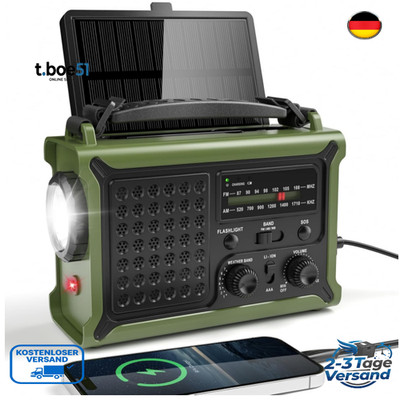 Mesqool Kurbelradio Solar Notfallradio 12000mAh Powerbank SOS