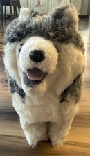 Vintage R Dakin Husky Dog Plush Pillow Pets 12 Gray White Stuffed Animal 1980s