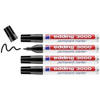 4er Multipack Edding 4-3000-4-1001 Permanentmarker Schwarz wasserfest: Ja