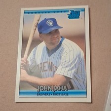 Donruss 1992 Rated Rookie John Jaha Milwaukee Brewers Baseball Trading Card #398. rookie card picture