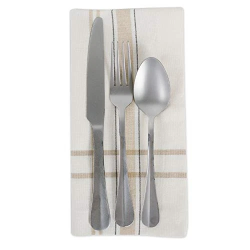 Servilleta de lino de mesa estilo granja colección mesa de comedor a rayas francesas Foto 3 de 4