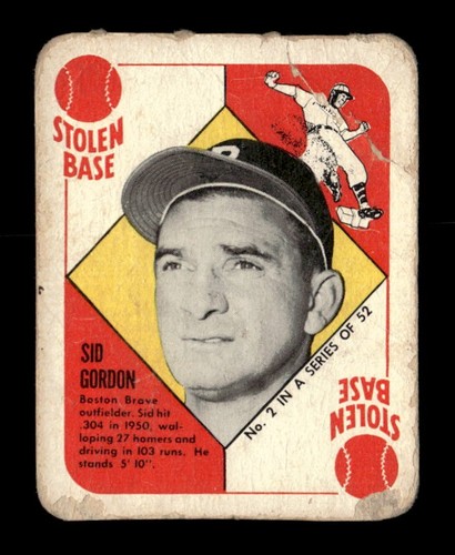 Sid Gordon #2 1951 Topps Red Back card