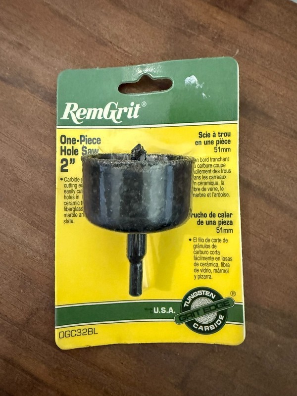 RemGrit 2" one-piece hole saw OGC32BL Tungsten Carbide USA made tile marble slat