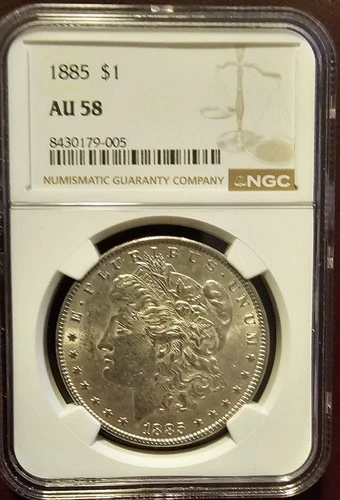 1885 Morgan Silver Dollar $1 - NGC AU58 - Philadelphia