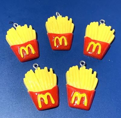 5 X Pommes Frites Chips Charms Anhänger Harz Schmuckherstellung McDonalds