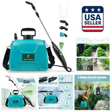 2 Gallon Battery Powered Garden Sprayer with USB Rechargeable Handle & 3 Nozzles