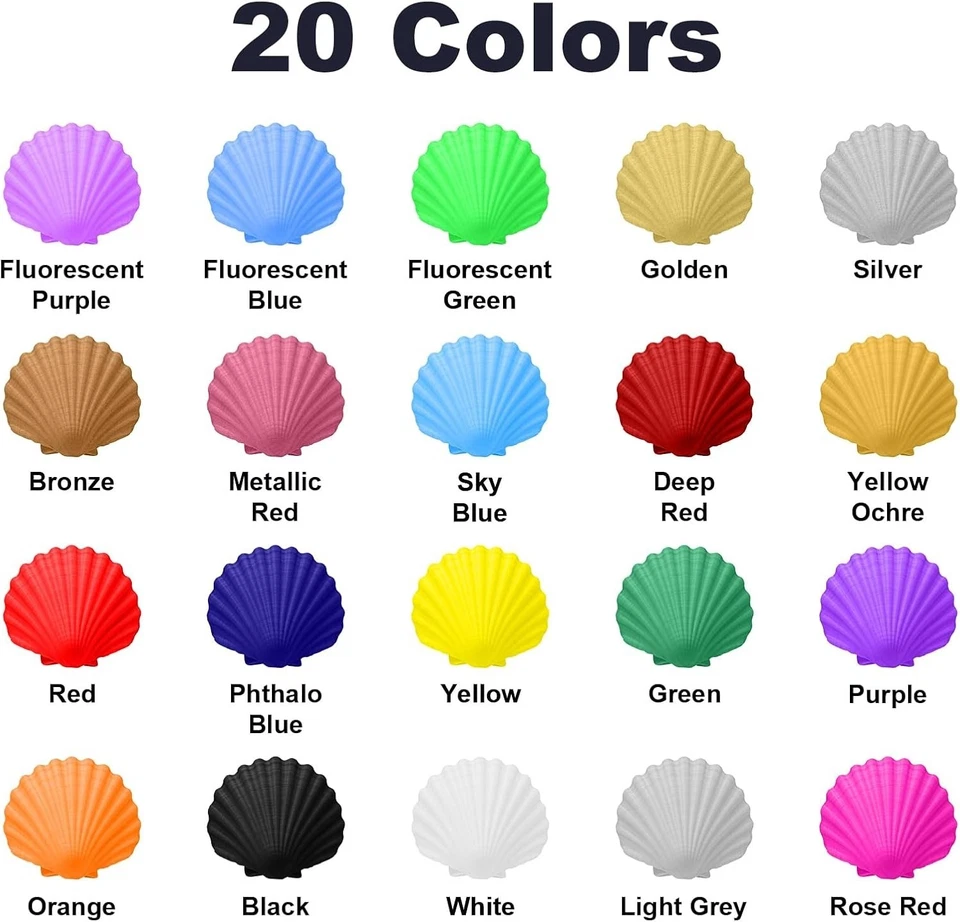 Airbrush-Farbe, 20 Farben, Acryl-Luftpinsel-Set, blickdichte und neon Farben, - Bild 2 von 4