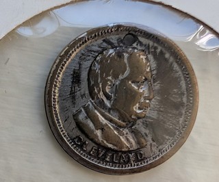 Grover Cleveland Political Campaign Token Columbian Expo 1892 Silvered Brass