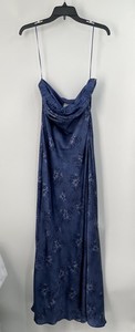 BHLDN Womens Slip Dress Blue Floral Size M Nesta Strapless Scarf *PRE-OWNED*